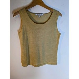 Compositions Womens Gold Metallic Silk/Lurex Sleeveless Top Size S